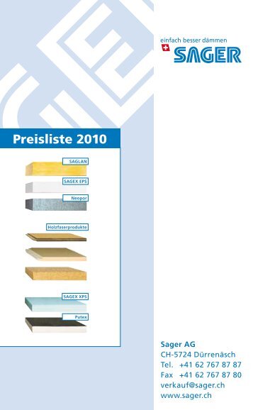 Gesamte Preisliste - Sager AG