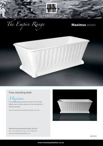 Specifications brochure - Boutique Baths