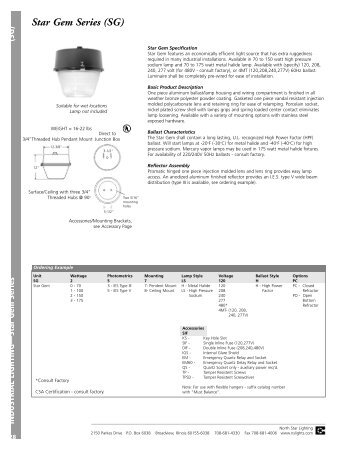 Cut Sheet - North Star Lighting