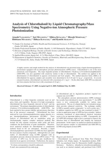 Analysis of Chlorothalonil by Liquid Chromatography/Mass - Kansai ...