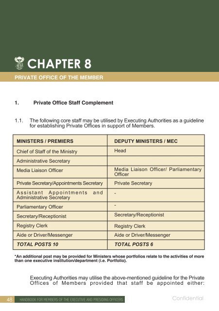 Ministerial Handbook - Parliamentary Monitoring Group