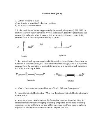 Problem Set B (PS B) 1. List the coenzymes that: a) participate in ...