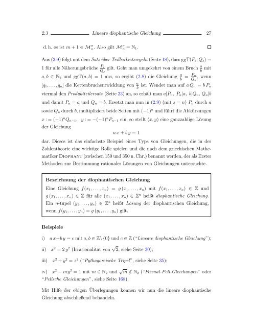 Elementare Zahlentheorie und Problemlösen (11'') - Mathematik und ...