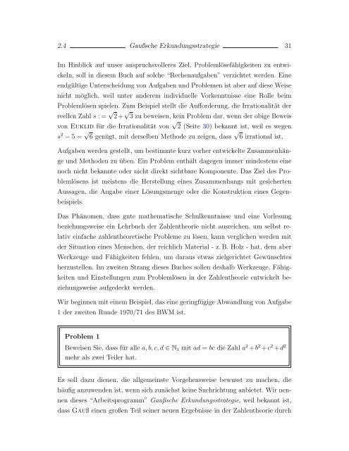 Elementare Zahlentheorie und Problemlösen (11'') - Mathematik und ...