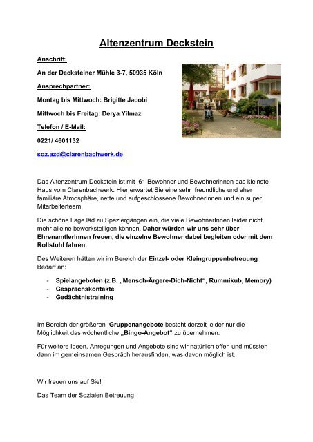 Altenzentrum Deckstein Rot Weiaÿ Ka Ln