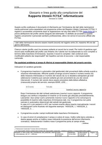 Glossario e linea guida alla compilazione del Rapporto Utstein ...