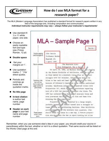 Example Of A Research Paper In Mla Form