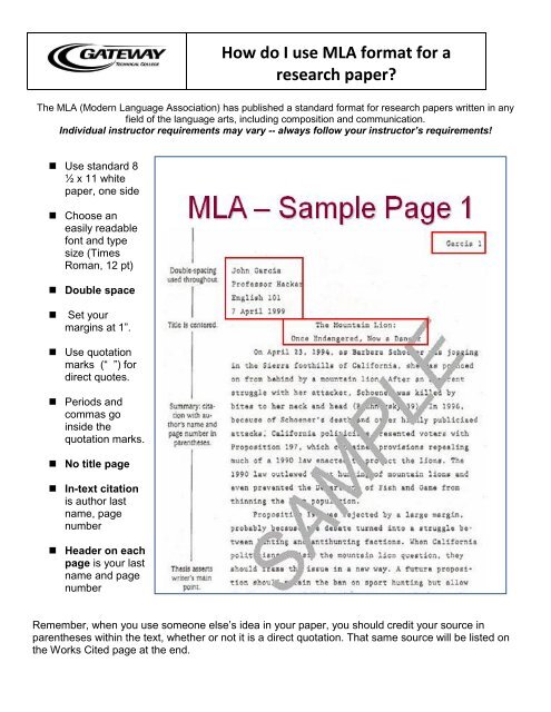 How Do I Use Mla Format For A Research Paper