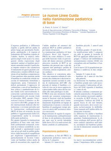 Le nuove Linee Guida nella rianimazione pediatrica di base