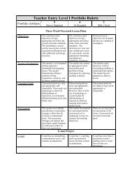 Student Level II Benchmark Portfolio Rubric - Pickens Instructional ...