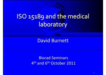 ISO 15189 and the medical laboratory - QCNet