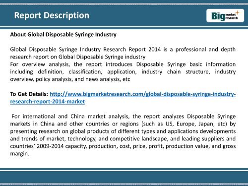 Disposable Syringe Industry Research Report,Global,Size,Trends 2014