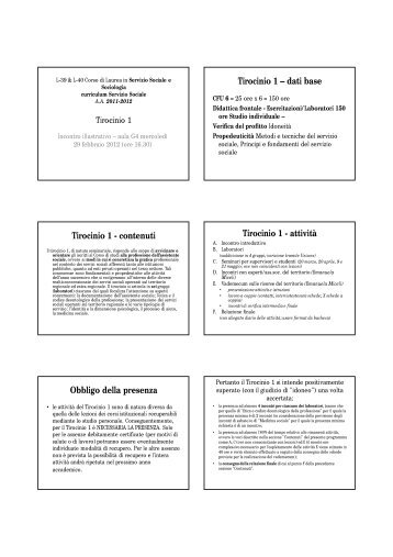 Presentazione Tirocinio 1 2011 2012.pdf - Facolta' di Scienze Politiche