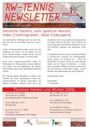 RW-Tennis Newsletter 2, Oktober 2008 - Rot Weiss remscheid