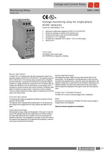 Voltage and Current Relay Monitoring Relay NMU 1001 ... - AMTEK