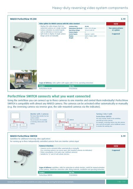 Accessories for CRT reversing video systems - Petemar