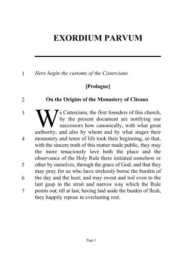 EXORDIUM PARVUM
