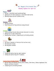 Ms. Magee's First Grade Class Weekly Update for April 16