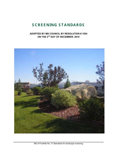 SCREENING STANDARDS - Municipal District of Foothills