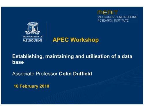 Colin Duffield - Australian APEC Study Centre