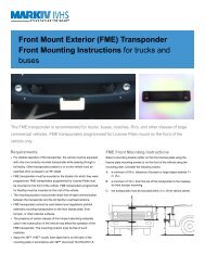 Front Mount Exterior (FME) Transponder Front Mounting Instructions