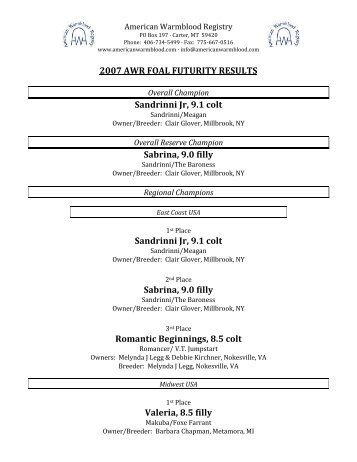 2007 - American Warmblood Registry