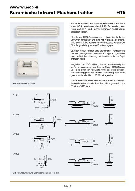 Keramische Infrarot-FlÃƒÂ¤chenstrahler HTS - Wilmod