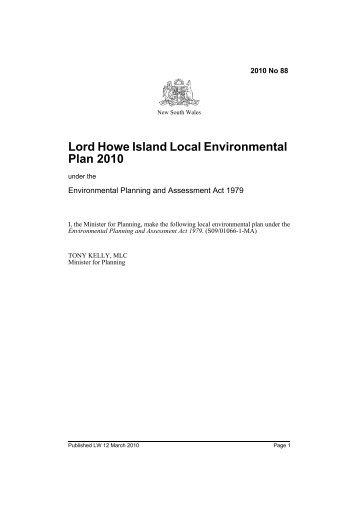 Lord Howe Island Local Environmental Plan 2010