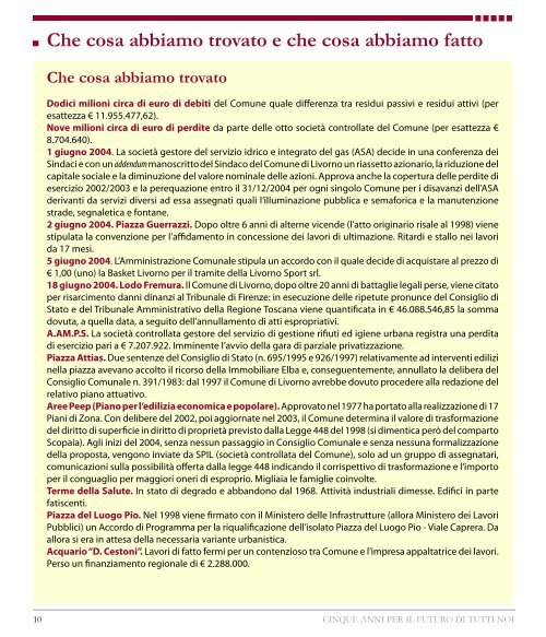 2004-2009 Cinque anni per il futuro di tutti noi - Prospettive livornesi