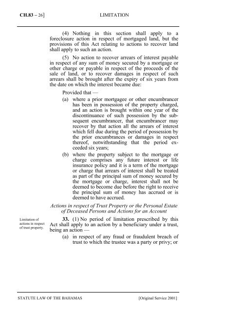 Limitation Act - The Bahamas Laws On-Line