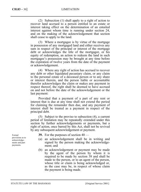 Limitation Act - The Bahamas Laws On-Line