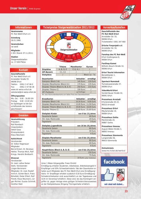 Fr 6.30 - 22.00 Uhr Sa 7.30 - FC Rot-Weiss Erfurt e.V.