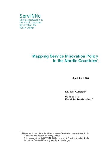 Mapping Service Innovation Policy in the Nordic Countries