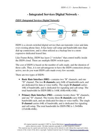 Integrated Services Digital Network (ISDN) - Router Alley