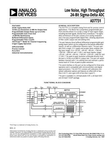 AD7731 Low Noise, High Throughput 24-Bit Sigma-Delta ... - ZMiTAC