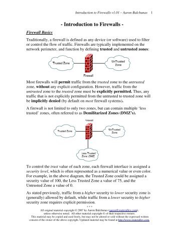 Introduction to Firewalls - Router Alley