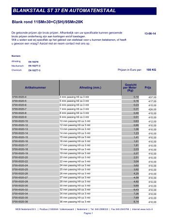 BLANKSTAAL ST 37 EN AUTOMATENSTAAL - MCB Nederland B.V.