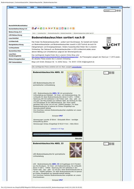 Bodeneinbauleuchten sortiert nach ÃƒÂ˜ - Mega Licht GmbH