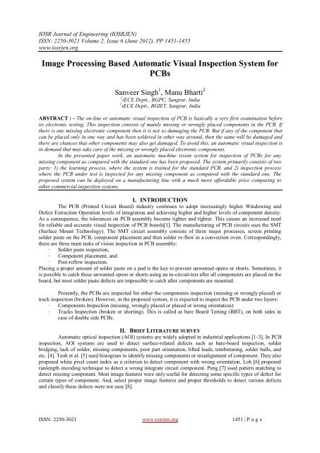 Image Processing Based Automatic Visual Inspection ... - IOSRJEN