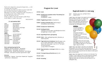 Program for 17.mai Rugtvedt skole's 17. mai sang - Bamble kommune