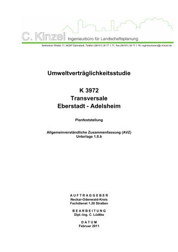 Umweltverträglichkeitsstudie K 3972 Transversale Eberstadt ...