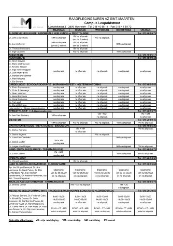 Raadplegingsfiche campus Leopoldstraat - AZ Sint-Maarten