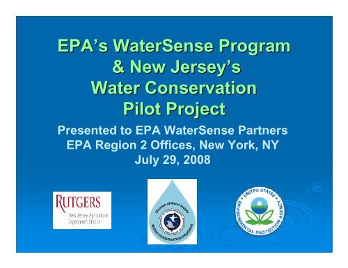 EPA's WaterSense Program & New Jersey's Water Conservation ...