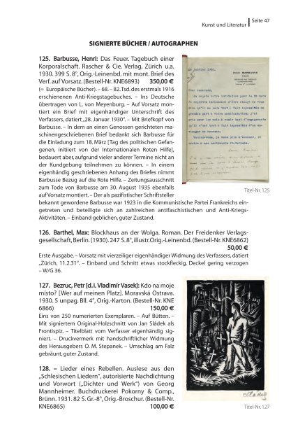 ROTES ANTIQUARIAT Katalog Frühjahr 2010 Kunst und Literatur