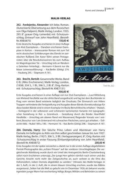 ROTES ANTIQUARIAT Katalog Frühjahr 2010 Kunst und Literatur