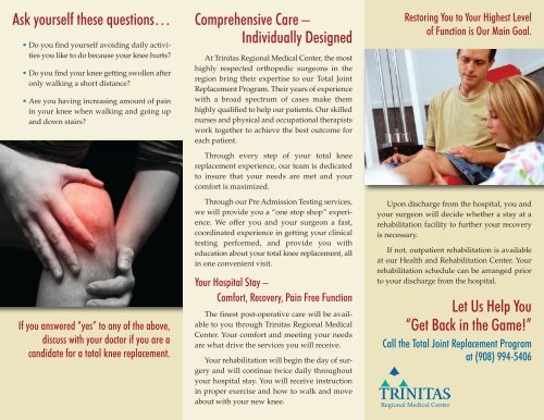 Total Knee Replacement Brochure - Trinitas Hospital