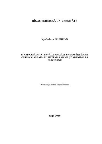 RĪGAS TEHNISKĀ UNIVERSITĀTE Vjačeslavs ... - Aleph Files