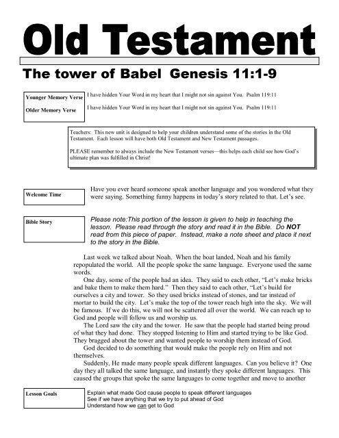 The tower of Babel Genesis 11:1-9 - Mission Arlington