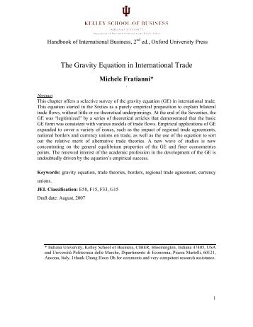 The Gravity Equation in International Trade - Kelley School of ...