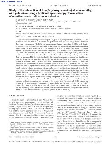 Study of the interaction of tris-(8-hydroxyquinoline) aluminum „Alq3 ...